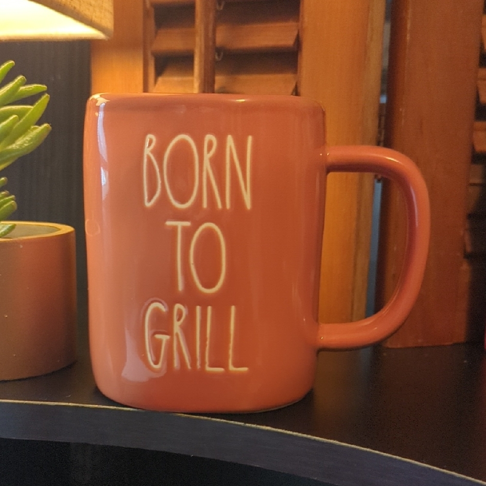 Rae Dunn Ceramic Mug Cup Born To Grill Summer Artisan 16 OZ BBQ EXC FUN NICE